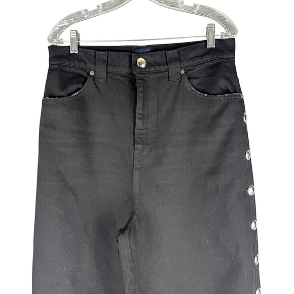 Khaite Rapton Wide Leg Studded Cropped Jeans Black Size 28 - Picture 3 of 10